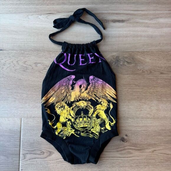 1377 Threads Queen Black Graphic Toddler Girl Halter Romper - Picture 2 of 5